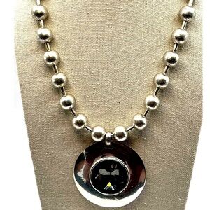 Vintage Handcrafted Silver Necklace With Smoky Faceted Glass Pendant